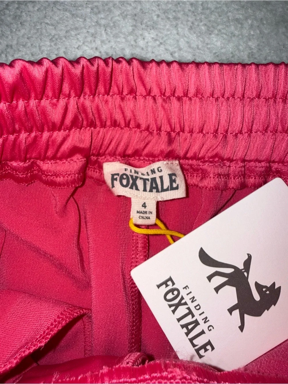 Finding Foxtale fuzzy knit butterfly sweater and pink satin pants, sz 4, NWT